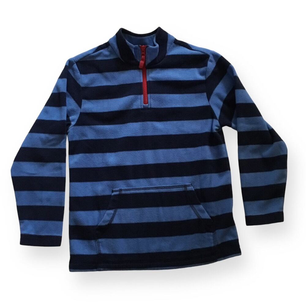 Hanna Andersson Navy/Blue Stripe Fleece Pullover